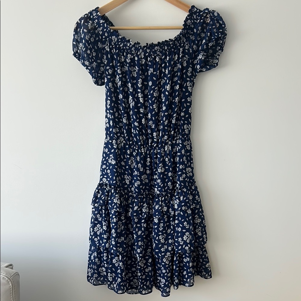 Ralph Lauren Floral Blue Ruffle Dress